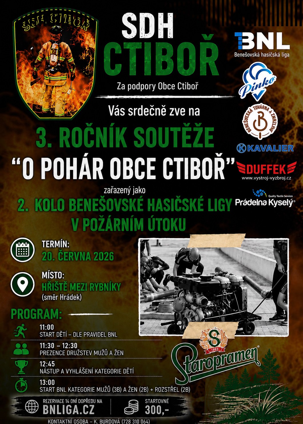 O pohár obce Ctiboř" - 2. kolo Benešovské hasičské ligy v požárním útoku.